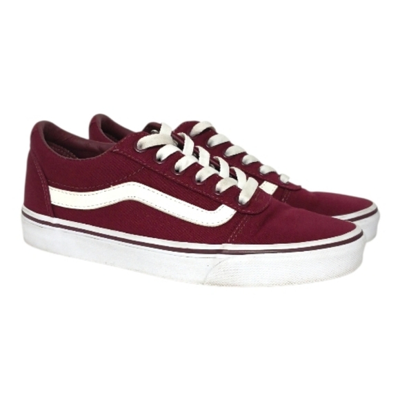 VANS Ward Burgundy White Canvas Low Top Sneakers WOMEN'S SIZE 7.5 - Picture 2 of 9